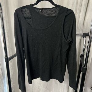 Monrow Black Cut Out Blouse